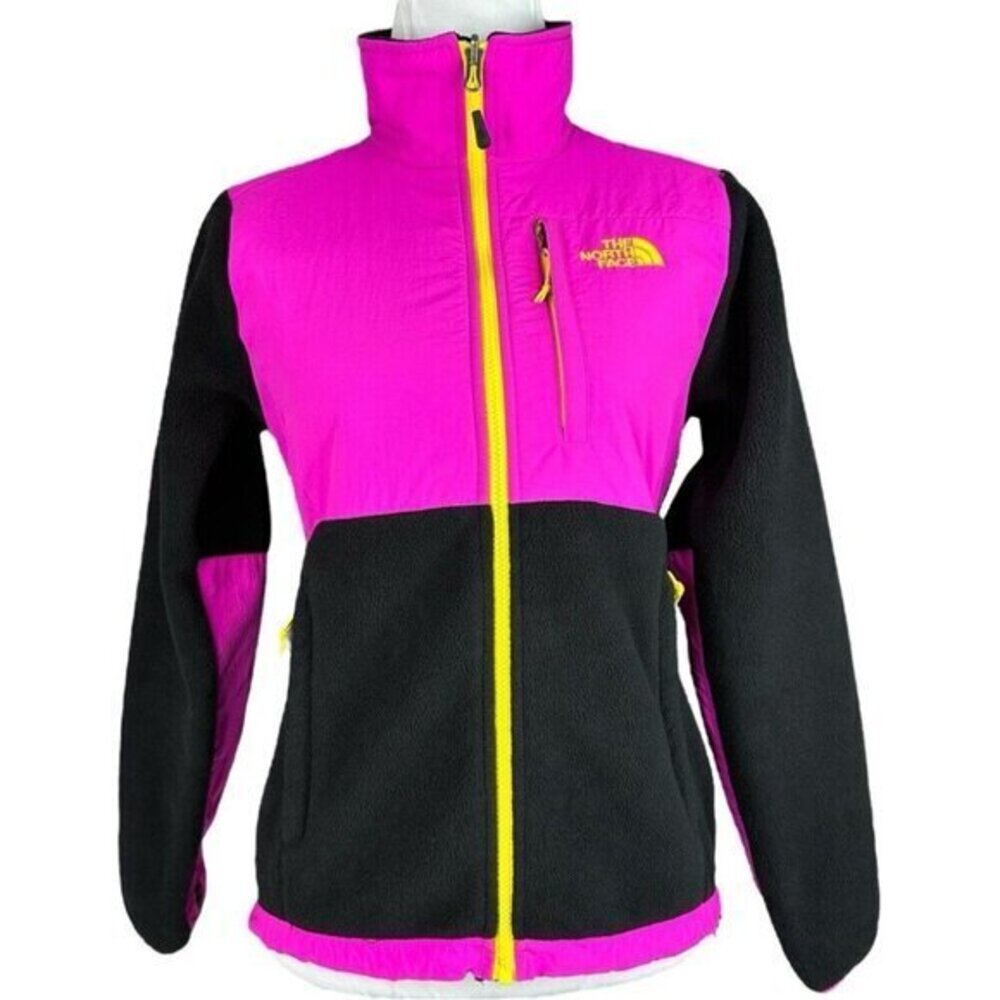 The North Face Denali Polartec Recycled Full Zip Jacket Pink Black Womens XS S14